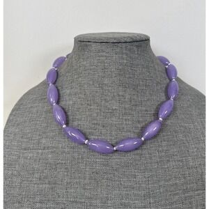 GSJ Bright Lavender Quartz & White Pearl Sterling Silver Necklace 18-20"